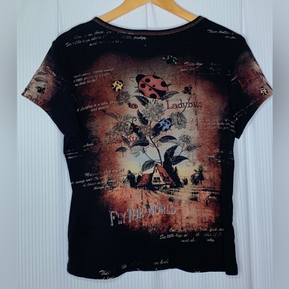 Cactus - Unique Fully Detailed Short Sleeve T-shirt With Ladybug Image - Small - Picture 2 of 8